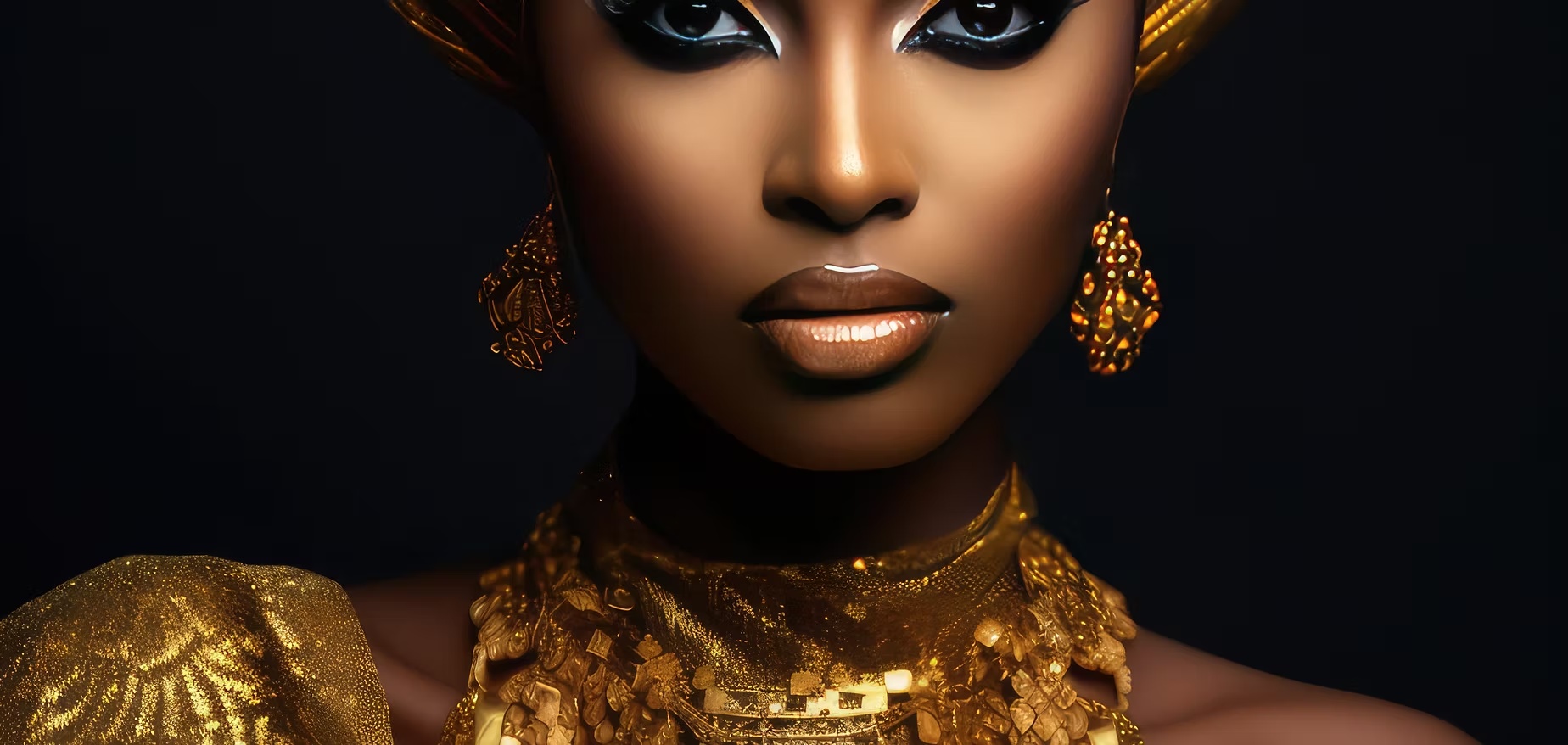 Gold-toned artistic portrait representing dignity and strength
